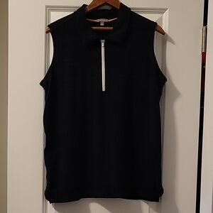 Talbots Black and White Polo Tank Top with Stripe